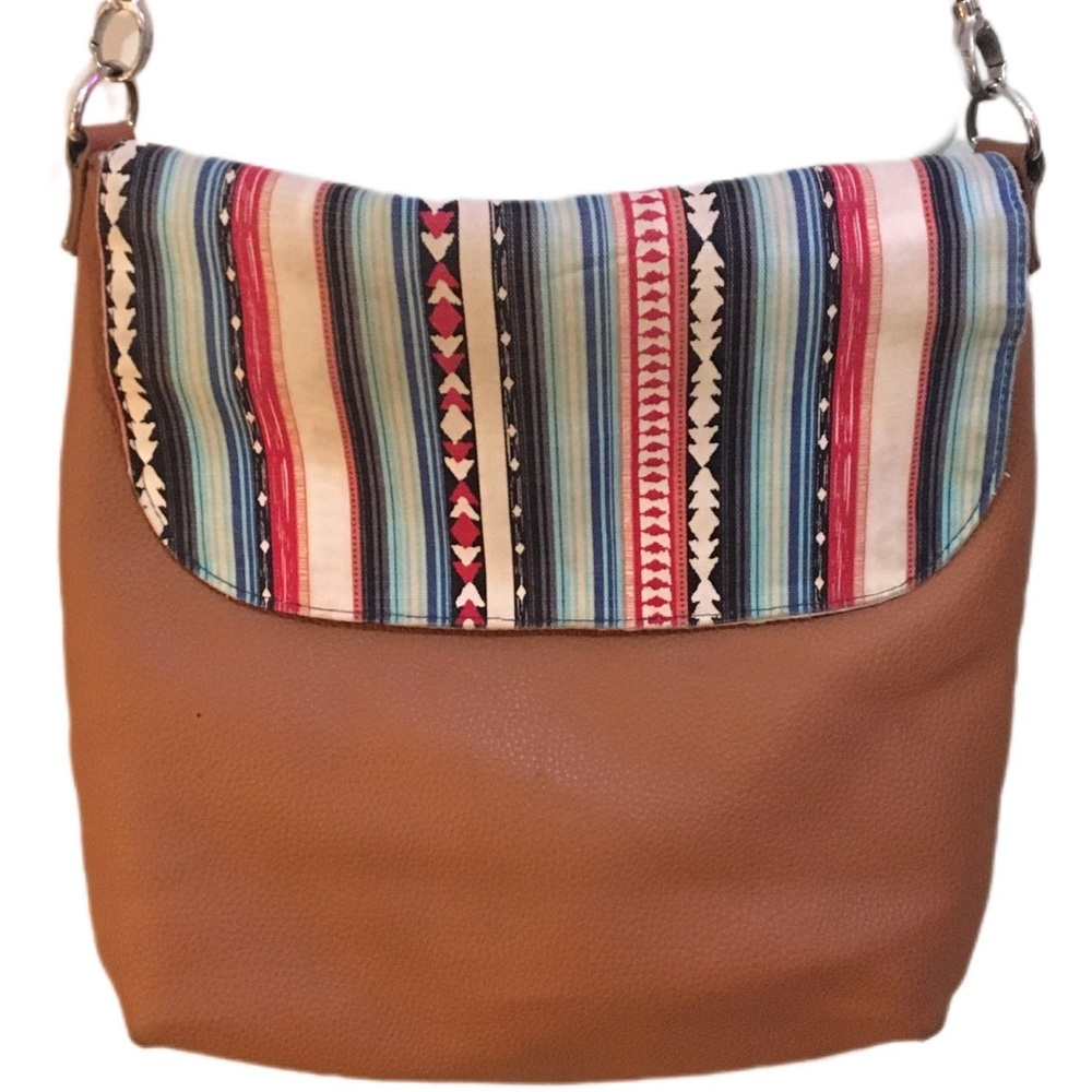 Stylish Tan and Multicolor Crossbody Bag